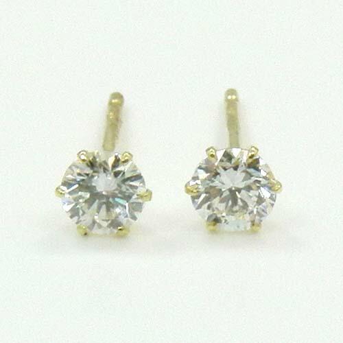 ダイヤモンドピアス 18金ゴールド ダイヤモンド 0.15ctx2六本爪ピアス 