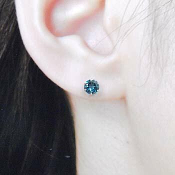 18金ホワイトゴールド インディゴブルートパーズ六本爪ピアス(通常芯・シリコンキャッチ付) |  | 02