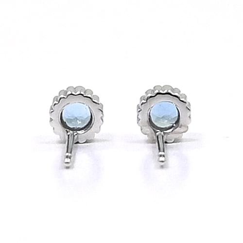 18金ホワイトゴールド　アクアマリンAAA　4mm　ピアス　（太さ0.9mm　長さ10mm芯　シリコンキャッチ付)の画像