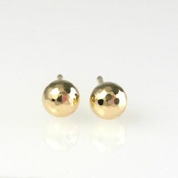 K18 ピアス 18金ゴールド 丸玉5mm ミラーカット ピアス(通常芯