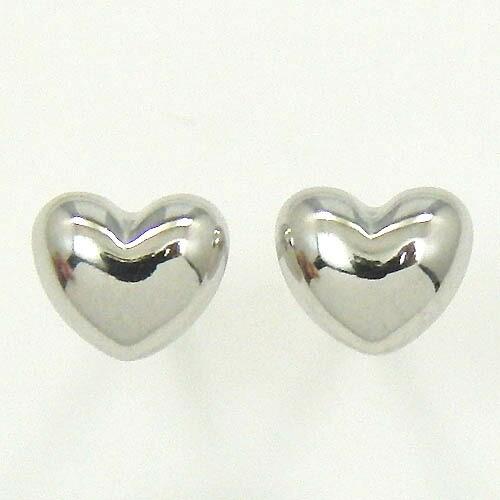 Pt900 ハートピアス　プラチナピアス プラチナ(PT900) ハート形ピアス(大)(太さ0.9mmx長さ10mm芯・シリコン