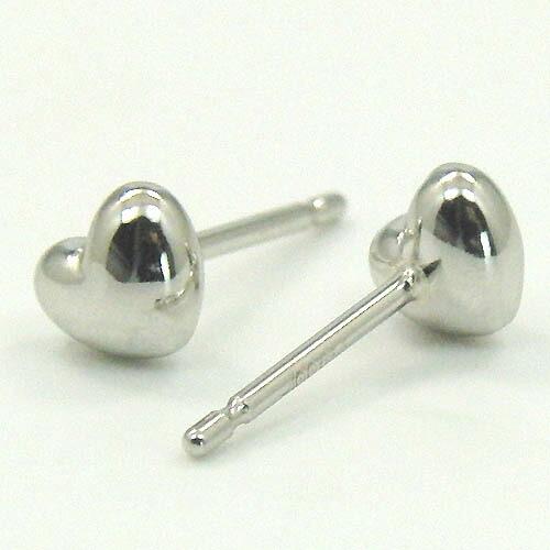 プラチナ(PT900) ハート形ピアス(大)(太さ0.9mmx長さ10mm芯・シリコン