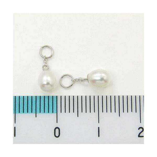 18金ホワイトゴールド 淡水パール ピアスチャーム(全長12mm 内径2.5 