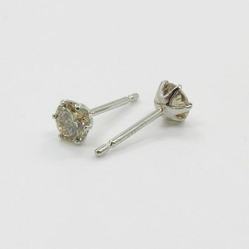 PT900 シャンパンカラー ダイヤモンド0.38ctx2（トータル0.76ct）六本