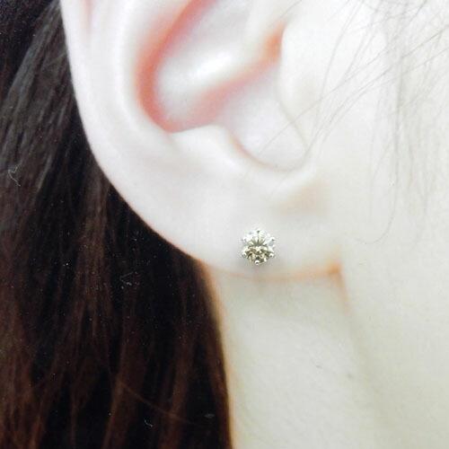 Pt900 ダイヤモンド 計0.3ct 一粒ピアス シャンパンカラー PT900 シャンパンカラー ダイヤモンド0.38ctx2（トータル0.76ct）六本