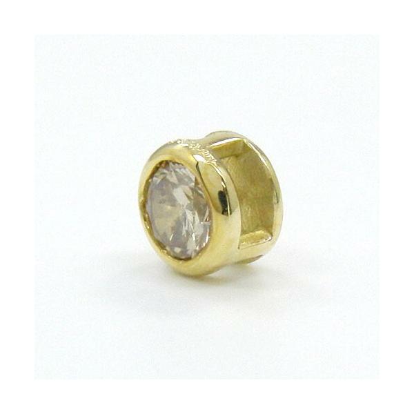 18金ゴールド ライトブラウンダイヤ(I-1) 0.35ct リバーシブルペンダントヘッド (地金面(裏)鏡面加工)送料無料の画像