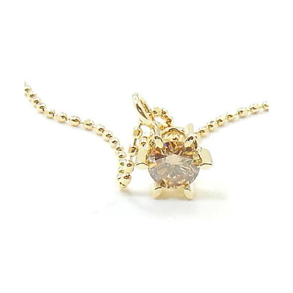 10金(K10)ゴールド　ライトブラウンダイヤモンド0.22カラット(SIクラス)ペンダント　ネックレス送料無料 K10