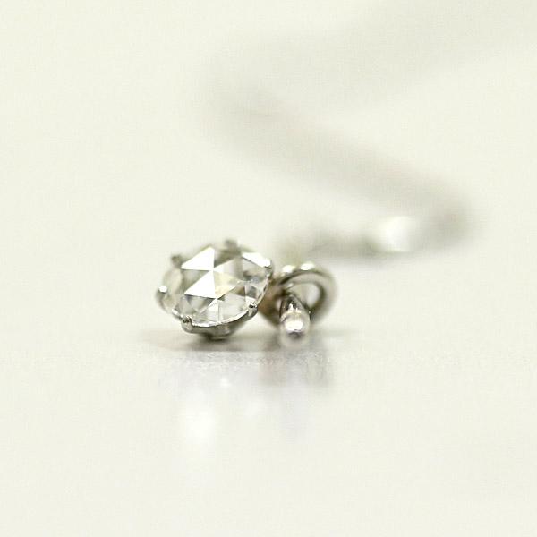 ピン用　ダイヤモンド　プラチナ　一粒　ローズカット　ペンダントトップ　Pt900スライドピン専用　一粒　0.05ct　ペンダントトップのみの販売の画像