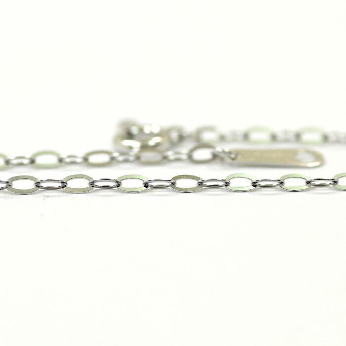 1.7ミリ幅 全長42センチ 18金ホワイトゴールド リップクロスチェーン ネックレス (幅1.7mm 全長42cm アジャスター用丸カンなし) 送料無料の画像