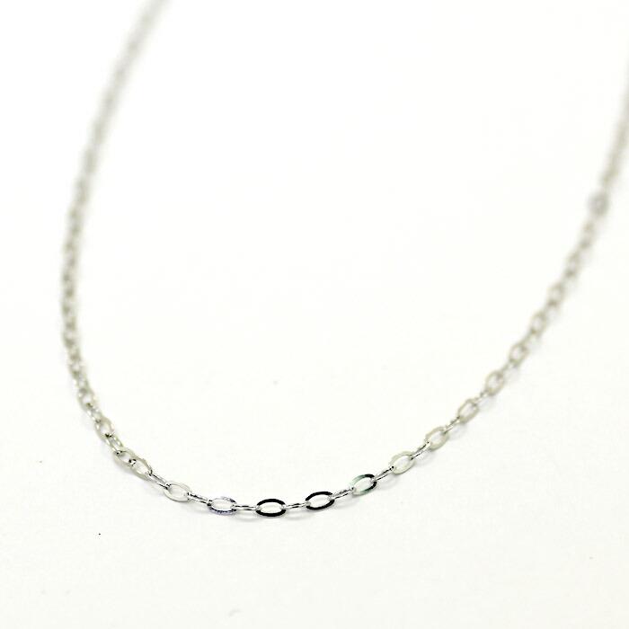 1.7ミリ幅 全長42センチ 18金ホワイトゴールド リップクロスチェーン ネックレス (幅1.7mm 全長42cm アジャスター用丸カンなし) 送料無料の画像