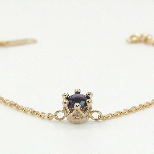 18金ピンクゴールド　アイオライト　4mm　ブレスレット　全長17cmの画像