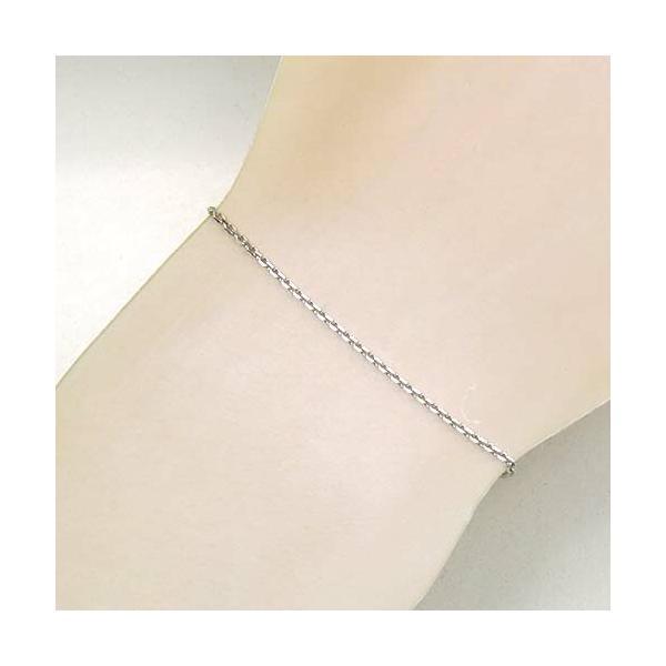長さ18.5センチ プラチナ(Pt850)小豆チェーン ブレスレット（幅1.38mm