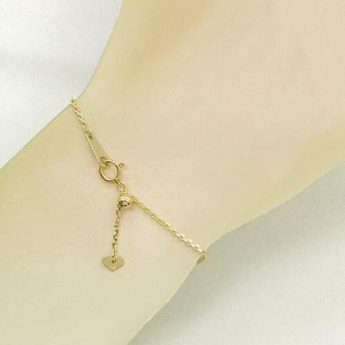 18金ゴールド 小豆チェーンブレスレット（幅1.38mm・全長19cm/長さ調節