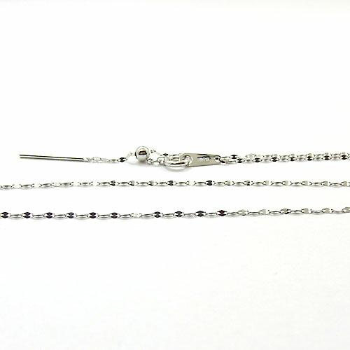 18金ホワイトゴールド　スライドピン　ペタルチェーンネックレス(幅1mm・長さ45cm/長さ調節可能)送料無料