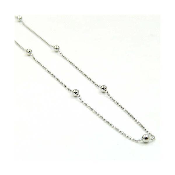 プラチナ(Pt850)　ステーション　ネックレス7玉　カットボールチェーン(幅0.8ｍｍ 長さ42ｃｍ)送料無料の画像
