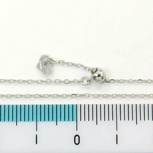 18金ホワイトゴールド　K18WG　0.34角小豆チェーン　ブレスレット　（幅1.1mm　全長20.5cm/長さ調節可能式）　送料無料　【即納(4日前後発送)】の画像