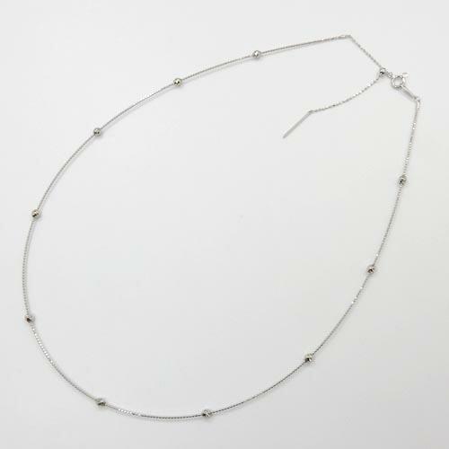 オメガ形状　カットボール0.8ミリ＆シャンデリアボール20個　ステーションネックレススライドピン18金WG/18金G/18金PG　抜き差し可能の画像