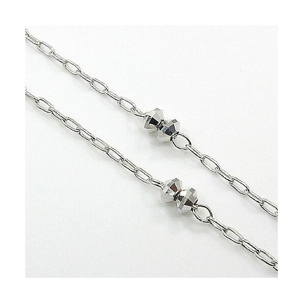 プラチナ(Pt850)小豆チェーン デザインパーツ付き チェーンネックレス(幅0.93mm・長さ45cm）送料無料の画像