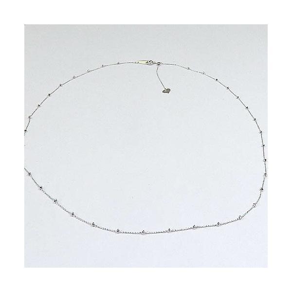 45センチ 18金ホワイトゴールド カットボール アバカスミラーボール　ステーションネックレス全長45cm 40cm〜45cmで長さ調節可能　スライドチェーン 送料無料の画像