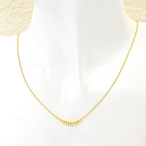 純金(24金) シャンデリア7ボール(ハイクオリティミラー) ネックレス(丸小豆チェーン幅約0.95mm 長さ45cm 長さ調整可能スライドアジャスター) 送料無料の画像