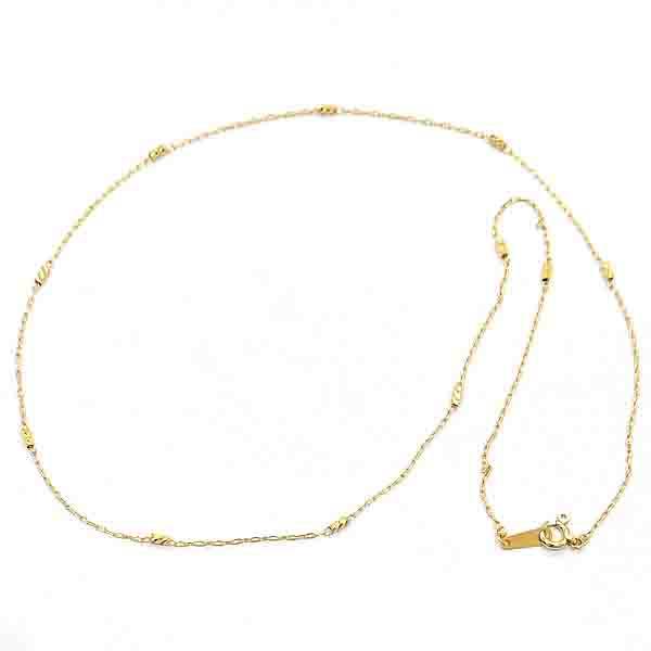 24金ゴールド　純金　ネックレス　ペンダント　粗目小豆チェーン　デザインネックレス　42センチ　カットシリンダーの画像