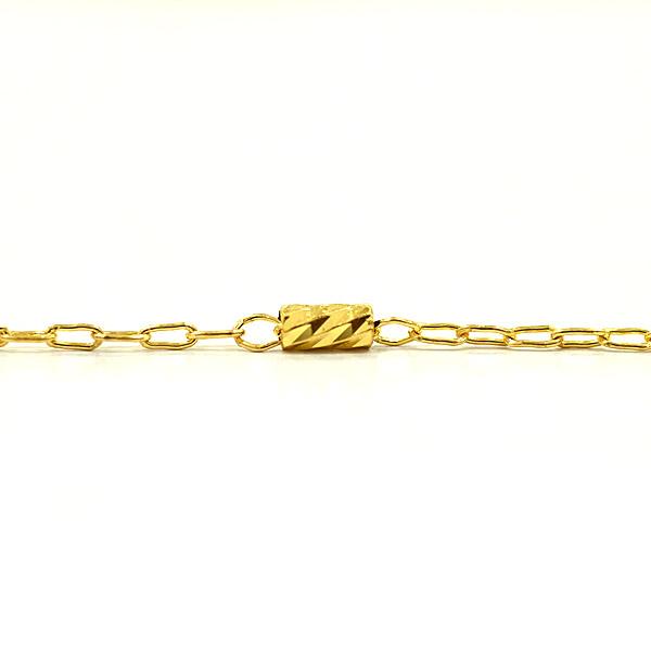 24金ゴールド　純金　ネックレス　ペンダント　粗目小豆チェーン　デザインネックレス　42センチ　カットシリンダーの画像