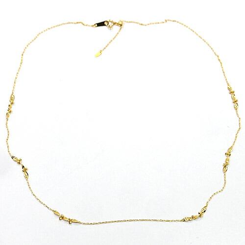 24金ゴールド　純金　粗目小豆チェーン　デザインネックレス　45センチ　長さ調整可能　爪を傷めない引き輪　送料無料の画像