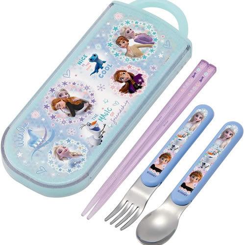 ネコポス 送料無料 スケーター ディズニー 食洗器対応スライド式トリオセット アナと雪の女王22 お箸 スプーン フォークセット 新品登場