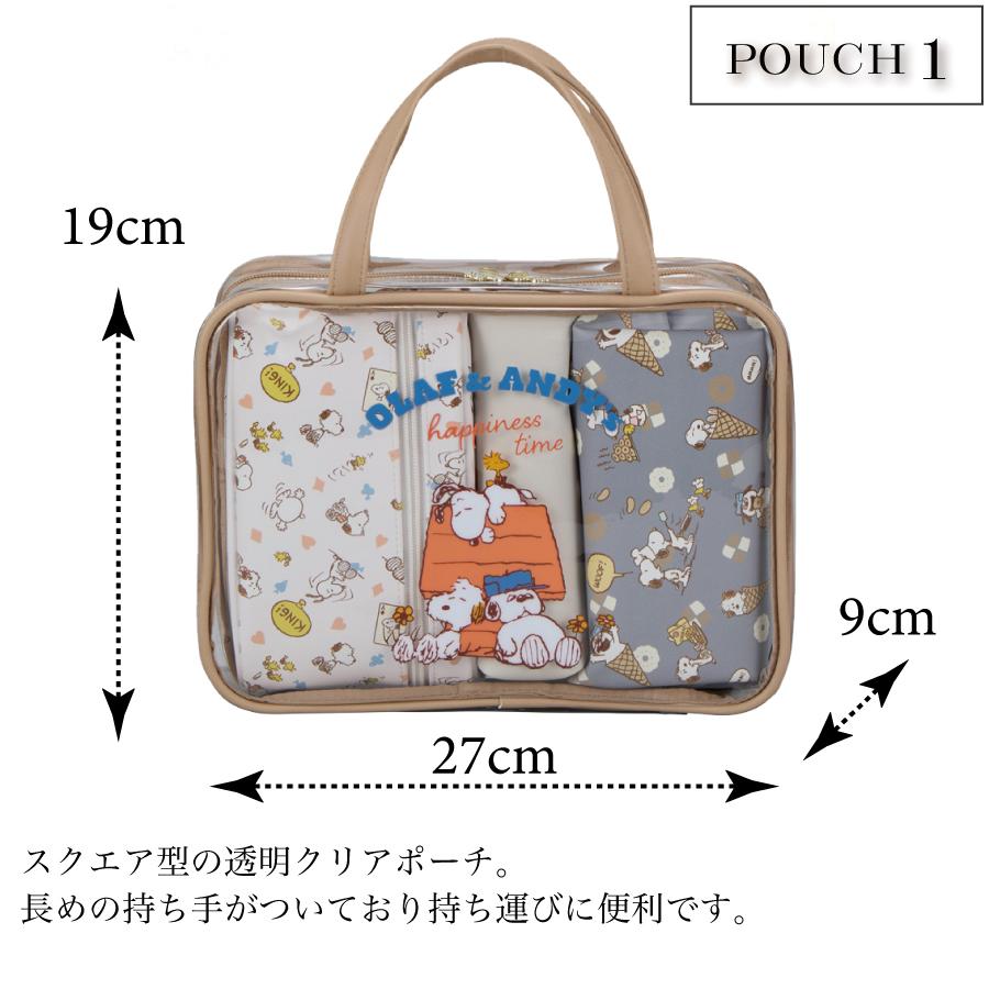 SNOOPY（スヌーピー） トラベルポーチ 4点セット クリアポーチ オラフ