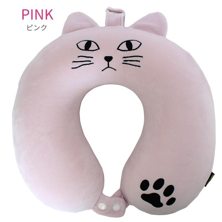 ネコ型フリース枕 ピンクの帽子付き ハピタス 猫耳付き低反発枕 ≪HAP7063≫ ネックピロー HAPI+TAS