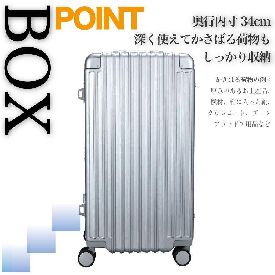 TRIDENT アルミ調 縦型 スーツケース 超静音 miraclent 80L 1週間前後 キャリーケース キャリーバッグ トラベルバッグ シルバー siffler TRI1030-70 5年保証付_5