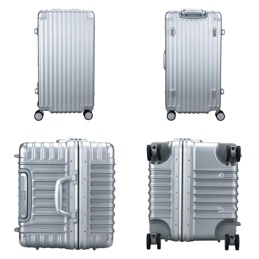 TRIDENT アルミ調 縦型 スーツケース 超静音 miraclent 80L 1週間前後 キャリーケース キャリーバッグ トラベルバッグ シルバー siffler TRI1030-70 5年保証付_20