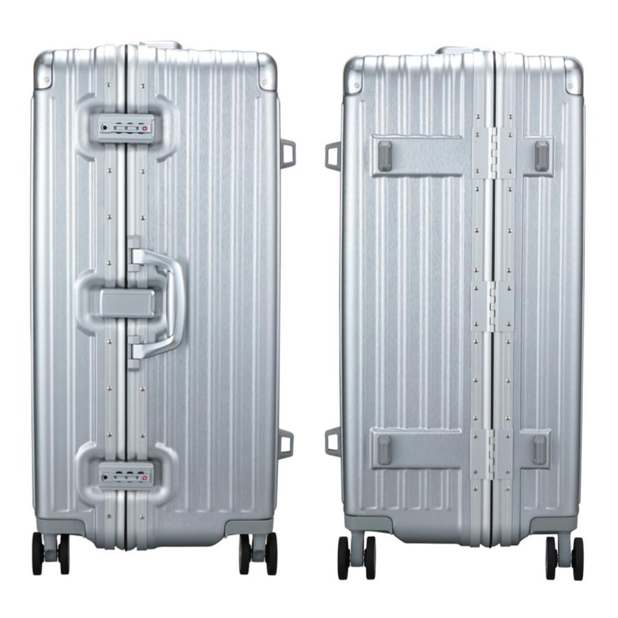 TRIDENT アルミ調 縦型 スーツケース 超静音 miraclent 80L 1週間前後 キャリーケース キャリーバッグ トラベルバッグ シルバー siffler TRI1030-70 5年保証付_18