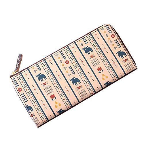 モズ moz 長財布 レディース 本革 インクジェットプリント 薄マチ L字ファスナー 12140