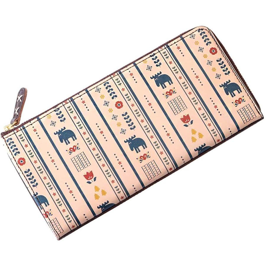 モズ moz 長財布 レディース 本革 インクジェットプリント 薄マチ L字ファスナー 12140 moz 長財布 レディース 本革 インクジェットプリント 薄マチ L字ファスナー