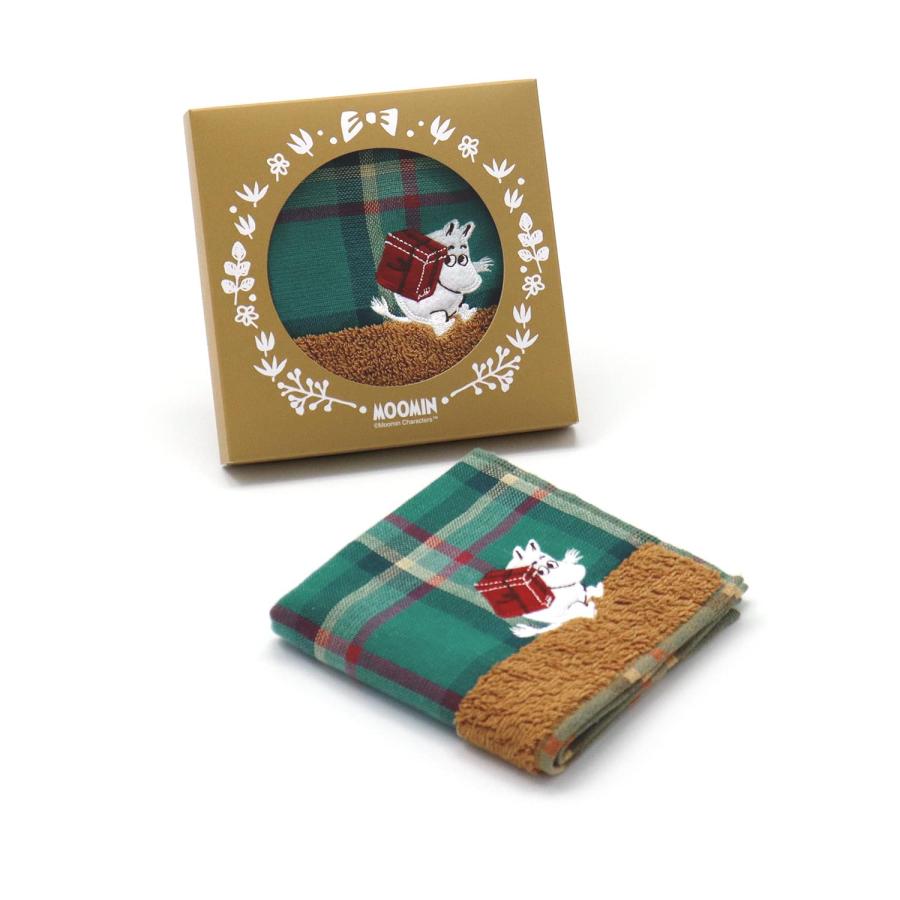 MOOMIN ムーミン タオル美術館 チェックギフト タオルハンカチ グリーン パッケージ入 ガーゼパイル 5つ星クオリティ 47-2660080 約