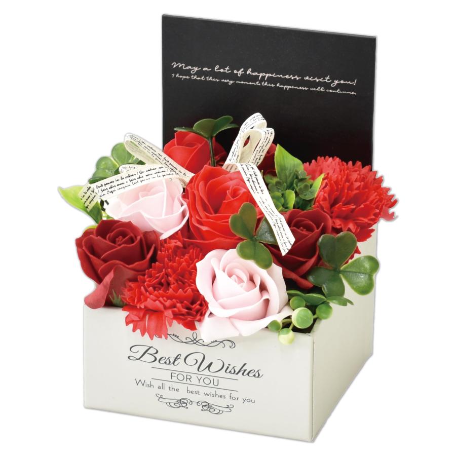 ポピー名古屋 ソープフラワー シャボンフラワー 造花 9輪ブーケ バラ ボックス 約12cm MK-008 レッド