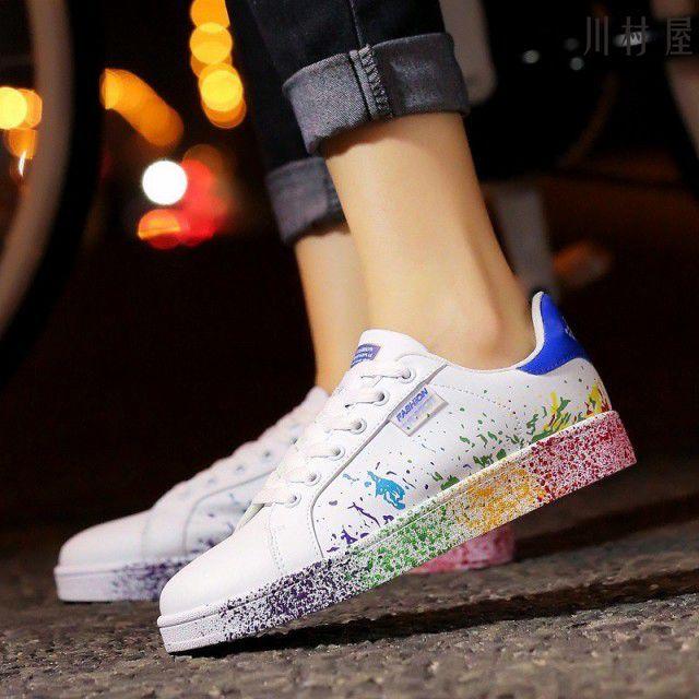スニーカー メンズ レディース 白 カジュアルランニング シューズ カップル スニーカー カラフル レインボー グッズ 男女兼用 8imwyd24 川村屋 通販 Yahoo ショッピング