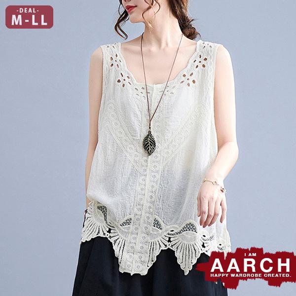 大きいサイズ レディース ファッション タンクトップ トップス ぽっちゃり おおきいサイズ 対応 オーバーサイズ スカラップ刺繍 ボヘミアン M L Ll 春夏 81 Off