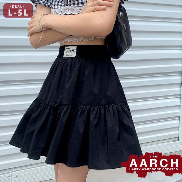 大きいサイズ レディース ファッション スカート ぽっちゃり おおきいサイズ あり ミニスカート ティアード 5l 春夏 Ll フレア ウエストゴム ギャザー 3l 4l 気質アップ L
