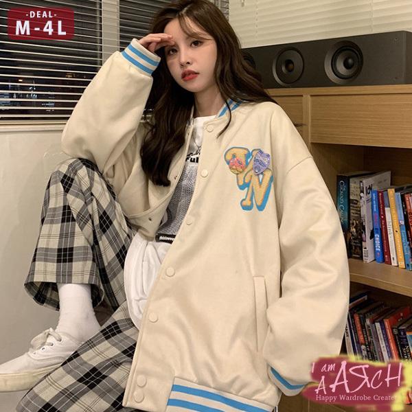 大きいサイズ レディース ファッション ブルゾン アウター ぽっちゃり おおきいサイズ あり オーバーサイズ スタジャン ジャケット ロゴ M L Ll 3l 4l 秋冬 最大61 Offクーポン