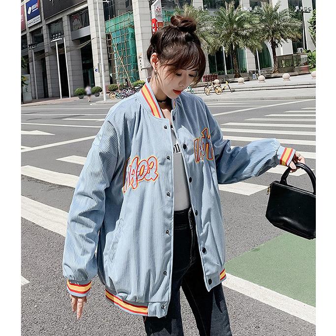 入荷予定 大きいサイズ レディース ファッション ブルゾン アウター ぽっちゃり おおきいサイズ あり オーバーサイズ スタジャン コーデュロイ ロゴ S M L Ll 3l 4l 秋冬 Honeymoon Style