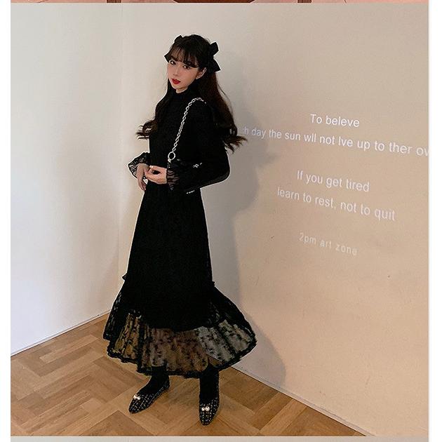 大きいサイズ レディース ファッション ワンピース ぽっちゃり おおきいサイズ あり 総レース クラシカル ガーリービショップスリーブ M L Ll 3l 4l 5l 秋冬 高品質