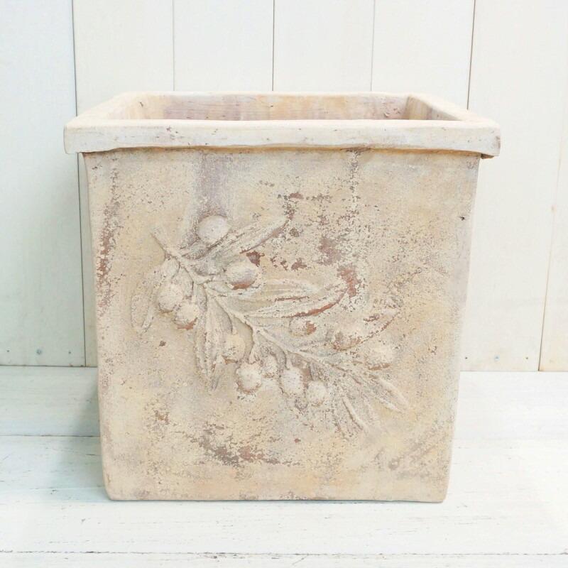 植木鉢 おしゃれ 大型 テラコッタ オリーブ スクエアアンティコM 37cm