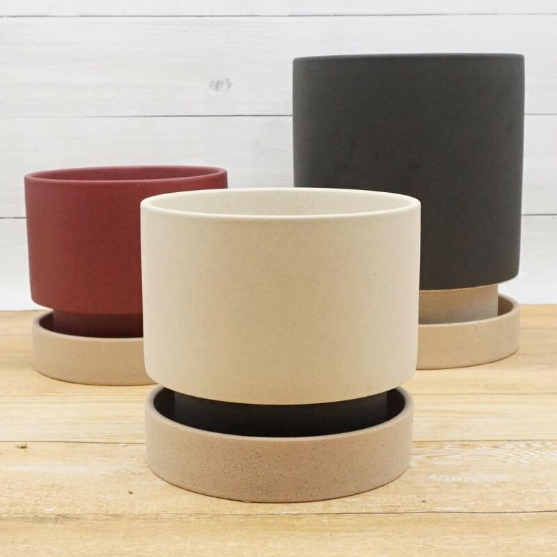 植木鉢 おしゃれ 陶器鉢 パラドックS 18cm 6号 穴あり 受け皿あり ツヤ