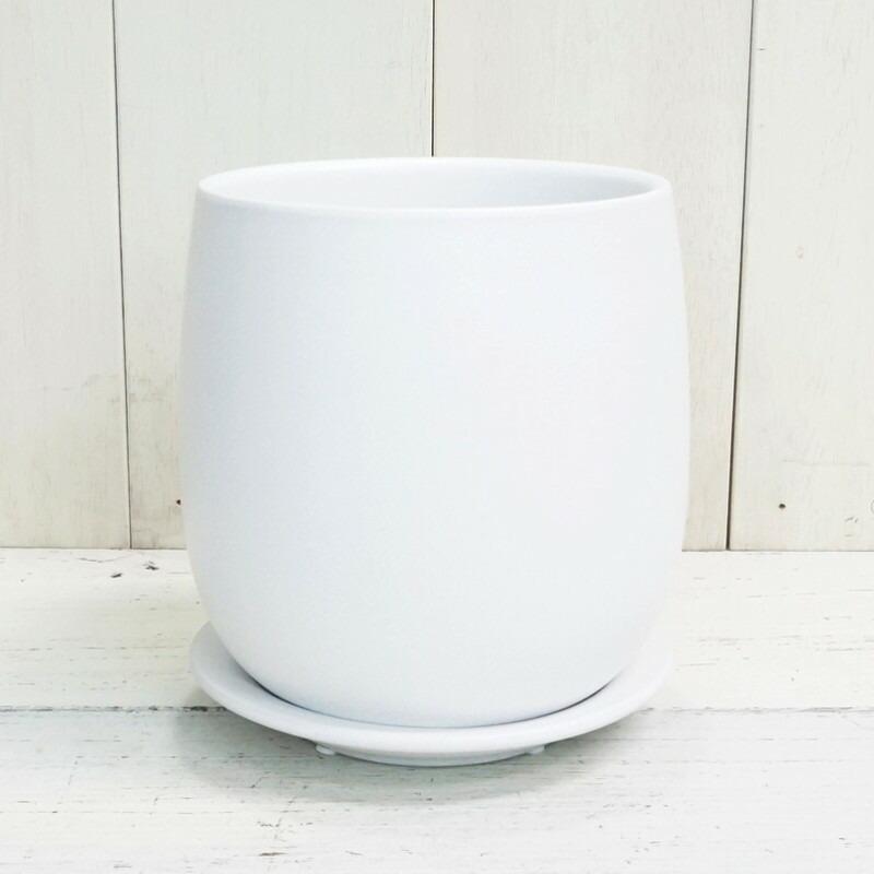 植木鉢 おしゃれ 陶器鉢 オストボールM 17cm 5.5号 穴あり 皿あり ツヤ