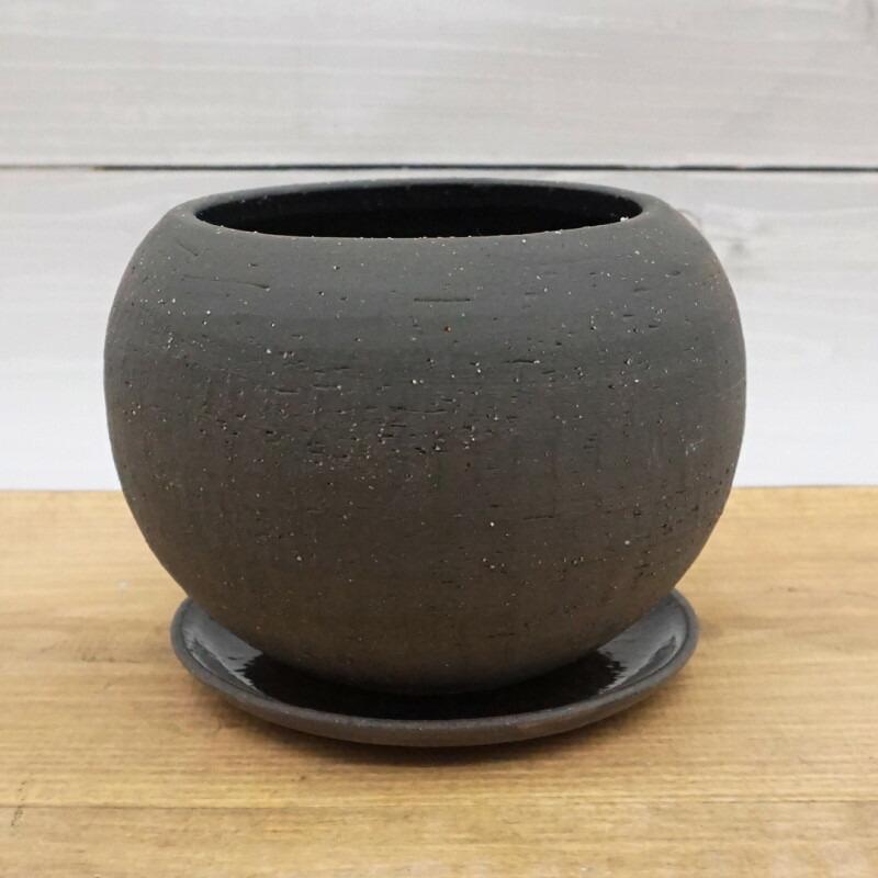 植木鉢 おしゃれ 陶器鉢 エッジボールS(2色) 14cm 4.5号 受け皿付