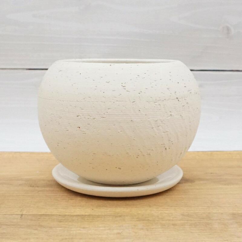 植木鉢 おしゃれ 陶器鉢 エッジボールS(2色) 14cm 4.5号 受け皿