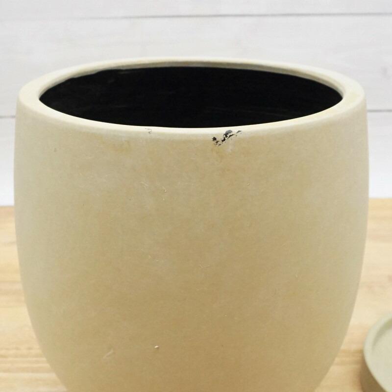 植木鉢 おしゃれ 陶器鉢 アイルエッグS 22.5cm 7.5号 穴あり 受け皿