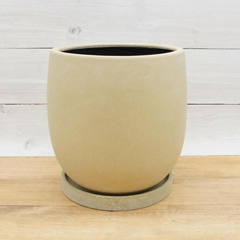 植木鉢 おしゃれ 陶器鉢 アイルエッグS 22.5cm 7.5号 穴あり 受け皿